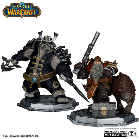 World of Warcraft Pack 2 figurines 1/12 Dwarf Hunter: Beast Master & Pandaren: Monk (Gold Label) 15 cm - Geeky Owl