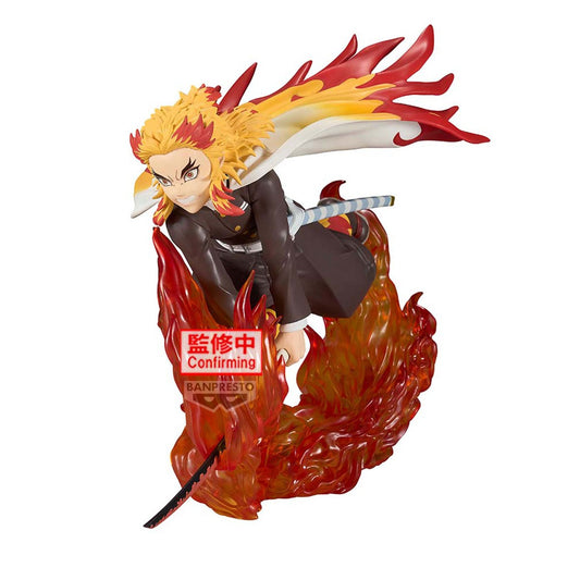 Figurine Kyojuro Rengoku Demon Slayer Vibration Stars Plus Banpresto 14cm fond blanc