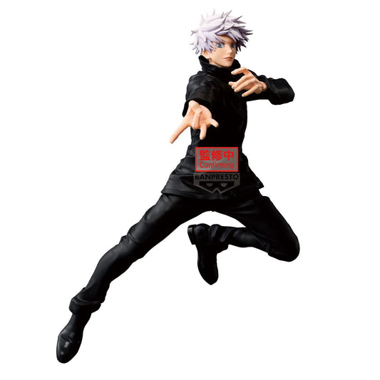 Figurine Satoru Gojo MAXIMATIC 22 cm de Banpresto, représentant le personnage de Jujutsu Kaisen avec des détails fins et une pose dynamique.