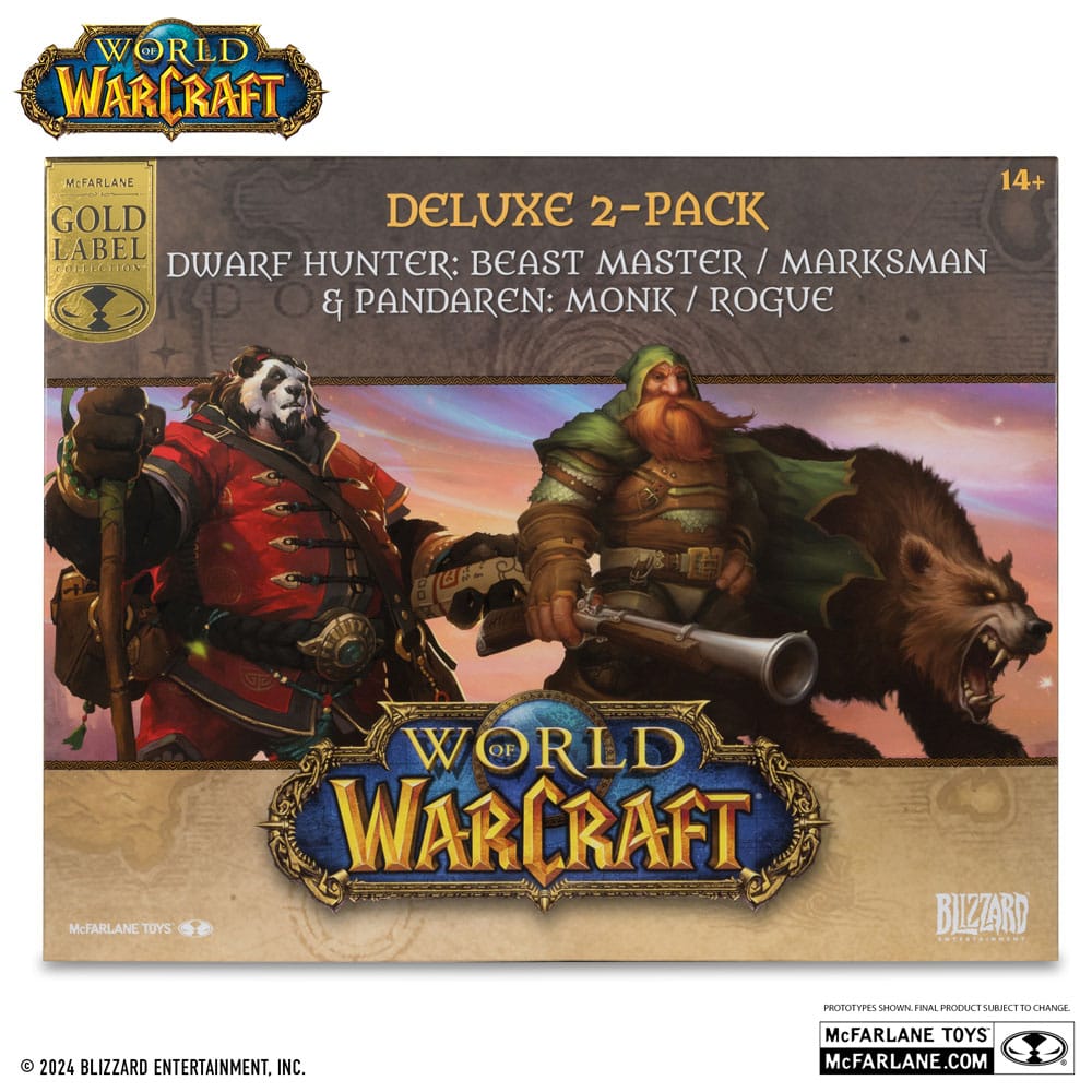 World of Warcraft Pack 2 figurines 1/12 Dwarf Hunter: Beast Master & Pandaren: Monk (Gold Label) 15 cm - Geeky Owl