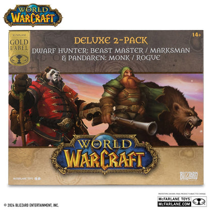 World of Warcraft Pack 2 figurines 1/12 Dwarf Hunter: Beast Master & Pandaren: Monk (Gold Label) 15 cm - Geeky Owl